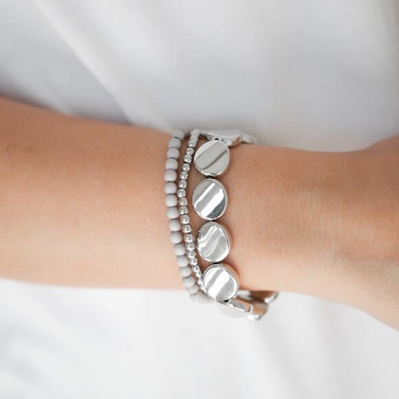 Paparazzi Beyond the Basics Silver Bracelet Set - Picture 2 of 2
